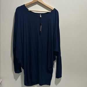 LOCK & LOVE Blue Women's Boatneck Top Sz Lg New